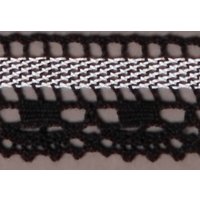 Ruban dentelle 100% coton noir 21 mm - Frou Frou - Mondial Tissus