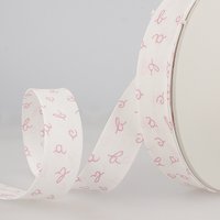 Biais replié lettres 25mm écru rose - Mondial Tissus