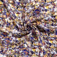 Tissu voile polyester rayure lurex tache abstraite crayonné bleu - Mondial Tissus