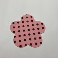 Thermocollant fleur rose motif pois noirs - Mondial Tissus