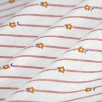 Tissu Jersey coton marinière fleur ocre rose - Mondial Tissus