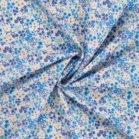 Tissu voile coton imprimé mini fleurette bleu - Mondial Tissus