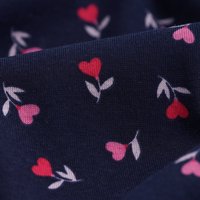 Tissu Interlock coton fleur coeur marine - MT - Mondial Tissus
