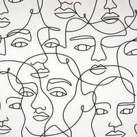 Tissu cretonne visage fond blanc - MT - Mondial Tissus