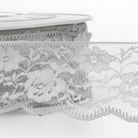 Ruban dentelle Rachel fleuris gris moyen 50mm - Mondial Tissus
