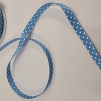 Ruban polyester strié à pois 10mm bleu - Mondial Tissus
