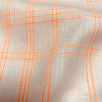 Tissu coton carreaux tartan blanc et orange fluo - Mondial Tissus