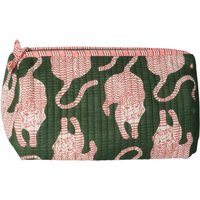 Trousse block print panthère rose fond vert - 12x20cm - A.U Maison - Mondial Tissus