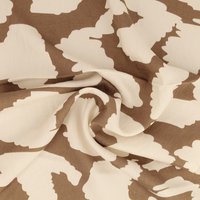 Toile fluide viscose mélangée taupe tâchetée écru - Mondial Tissus