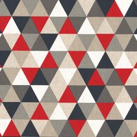 Tissu coton épais triangles rouge - Mondial Tissus