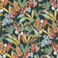 Toile polycoton imprimé feuillage exotique vert - Mondial Tissus