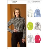 Patron Vogue 9029F5 chemise femme, avec ou sans nœud, jabot - 6F5 déclinaisons à coudre - du 44 au 52 - Vogue - Mondial Tissus