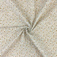 Tissu double gaze fleuri vert et marron - DOMOTEX - Mondial Tissus