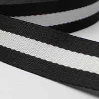 Sangle polyester noire bande centrale blanche - Mondial Tissus