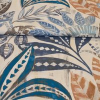 Toile polycoton imprimée nature luxuriante bleue - Mondial Tissus