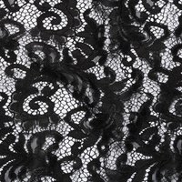 Tissu dentelle guipure arabesque bord festonné noir - Mondial Tissus