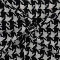 Tissu satin polyester imprimé pied de coq blanc - Mondial Tissus