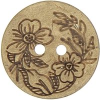 Bouton bois gravé floral 23mm 2 trous (3 pièces) - MT - Mondial Tissus