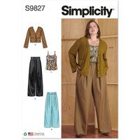 Patron Simplicity S9827.W2 - Pantalons En Deux Longueurs, Camisole Cardigan Femmes 48 - 56 - Simplicity - Mondial Tissus