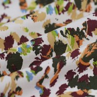 Tissu popeline viscose pinceau multicolore blanc - Mondial Tissus