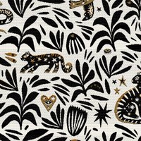 Tissu jacquard jungle mystic blanc - Mondial Tissus