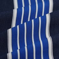 Tissu toile acrylique recyclé déperlant anti uv rayé bleu mer - MT - Mondial Tissus