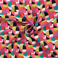 Tissu voile viscose coton cercles rose - Mondial Tissus