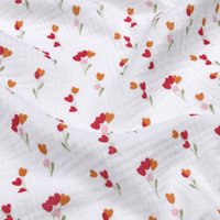 Double gaze imprimé fleurette rouge - Mondial Tissus