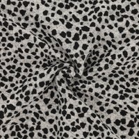 Maille tricot fine polyester grise mini taches léo noires - Mondial Tissus