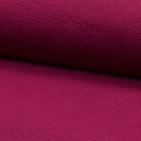 Maille bord-côte coton bio unie rose framboise - Mondial Tissus