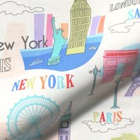 Toile semi panama premium imprimée grande ville - Mondial Tissus