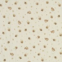 Tissu double gaze bio imprimé fleur beige - Mondial Tissus