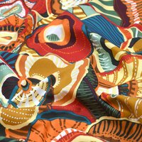 Tissu coton épais enduit imprimé maxi fleur rétro rouge - Mondial Tissus