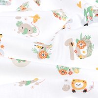 Toile coton 52 fils imprimée numéro animaux bleu - Mondial Tissus