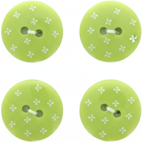 Carte de 4 boutons 2 trous 18 mm fleurette vert pistache - Récréatys - Mondial Tissus