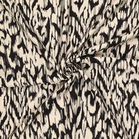 Tissu popeline viscose imprimé beige ikat noir écru - Mondial Tissus