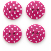 Lot de 4 boutons fuchsia pois blancs 18 mm - Récréatys - Mondial Tissus