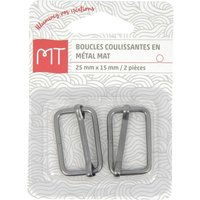 Boucles coulissantes en métal 25 mm nickel mat - MT - Mondial Tissus