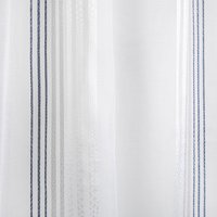 Tissu voile blanc fines rayures bleues - Mondial Tissus