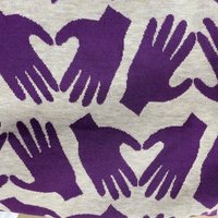 Maille tricot coton bio mains coeur violet - Albstoffe - Albstoffe - Mondial Tissus