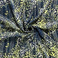 Tissu voile polyester rayure lurex tache léopard lime et bleu - Mondial Tissus