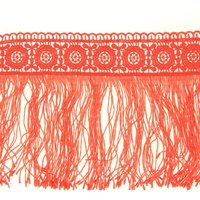 Ruban de guipure corail à franges 13 cm - Mondial Tissus