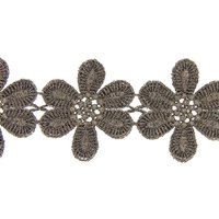 Guipure fleur métallisée marron 60mm - Mondial Tissus