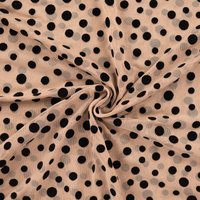 Maille jersey mesh flockée pois beige - Mondial Tissus