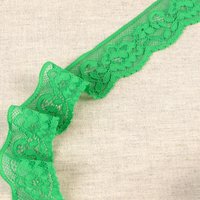 Ruban dentelle élastique frise fleuris vert foncé 33mm - Mondial Tissus