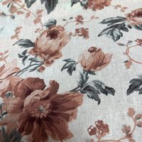 Tissu cretonne imprimé fleur romantique vieux rose - Mondial Tissus