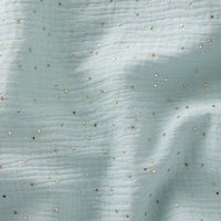 Tissu Double gaze pois doré vert menthe glacé - DOMOTEX - Mondial Tissus
