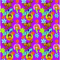 Tissu cretonne Scooby doo fleurs rose - MT - Mondial Tissus