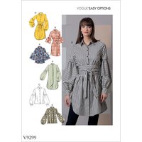 Patron Vogue 9299A5 chemisiers femme manches bouffantes - 2 longueurs - du 34 au 42 - Vogue - Mondial Tissus