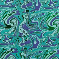 Maille french terry imprimée foil vague rétro vert - Mondial Tissus